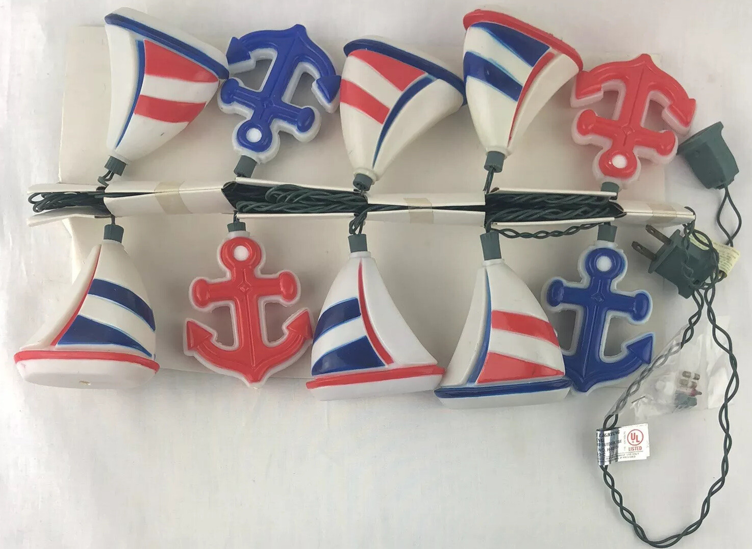 NOMA String Lights Sailboat Anchor 2 Sets Nautical Red Blue Camper RV Vintage