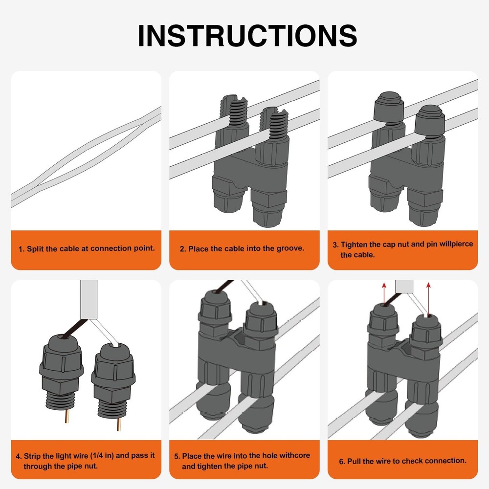Low Voltage Wire Connectors, 6 Pack Waterproof Landscape Lighting Connectors,...