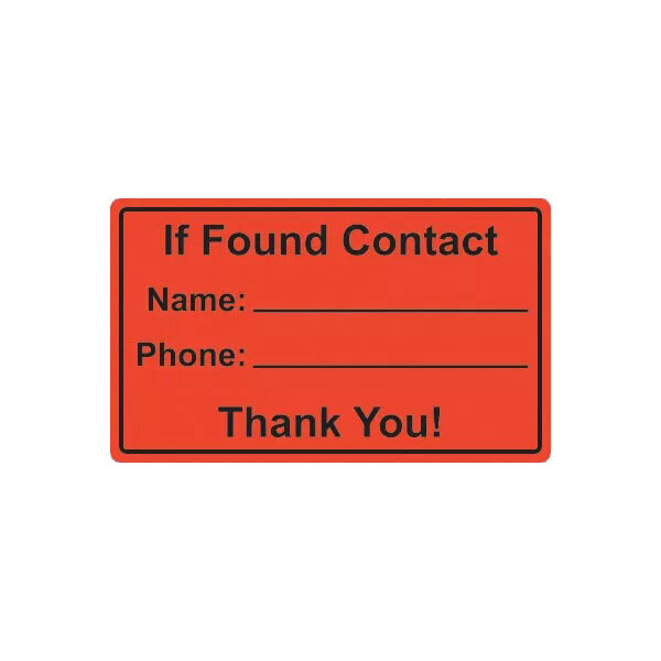 Orange If Found Contact Sticker