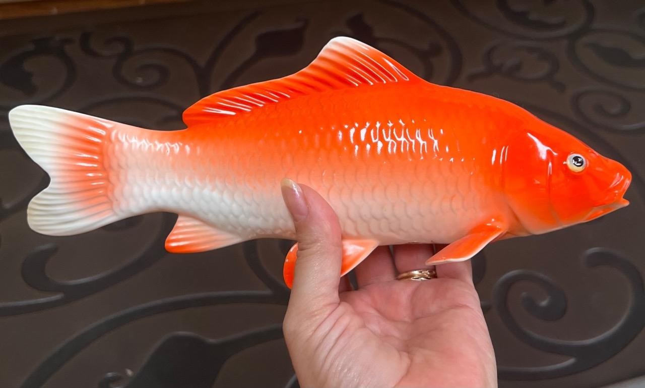 Noritake Koi Fish figurine Japan Japanese gold Nippon vintage MINT LARGE