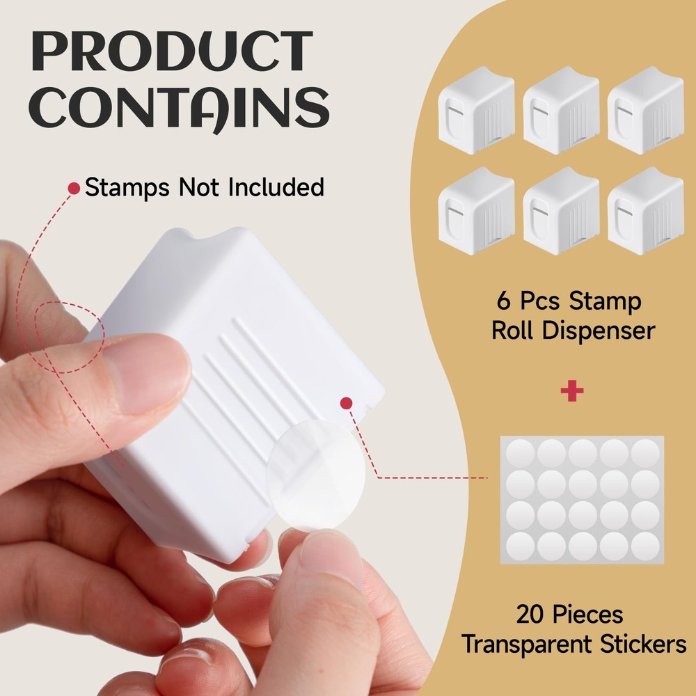 Maitys 6 Pcs Stamp Roll Dispenser Postage Holder for White