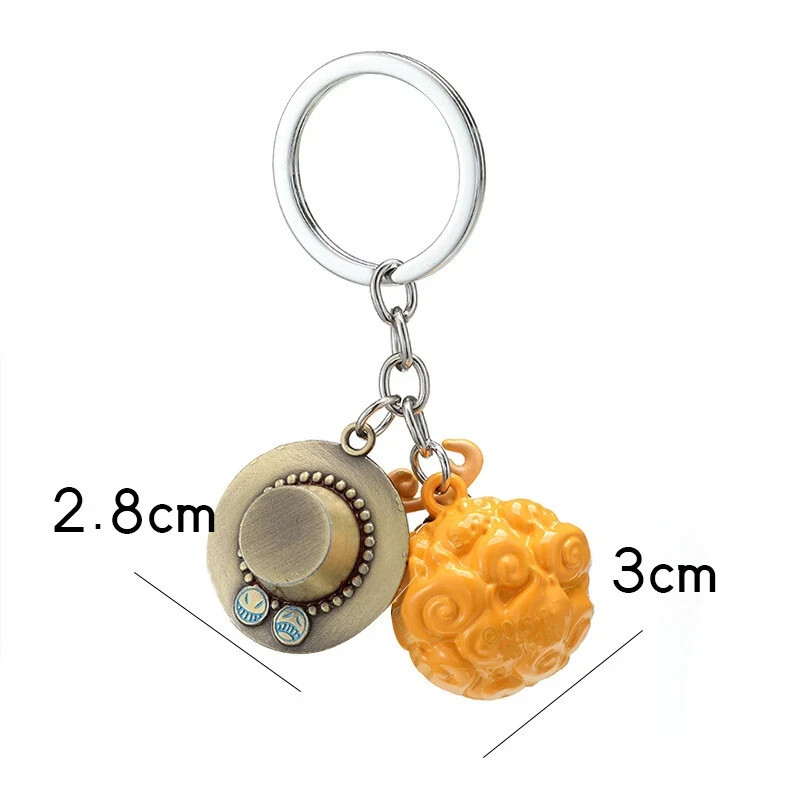 Anime One Piece KeyChain Devil Fruit Figure Straw Hat Holder Key Ring Full Set