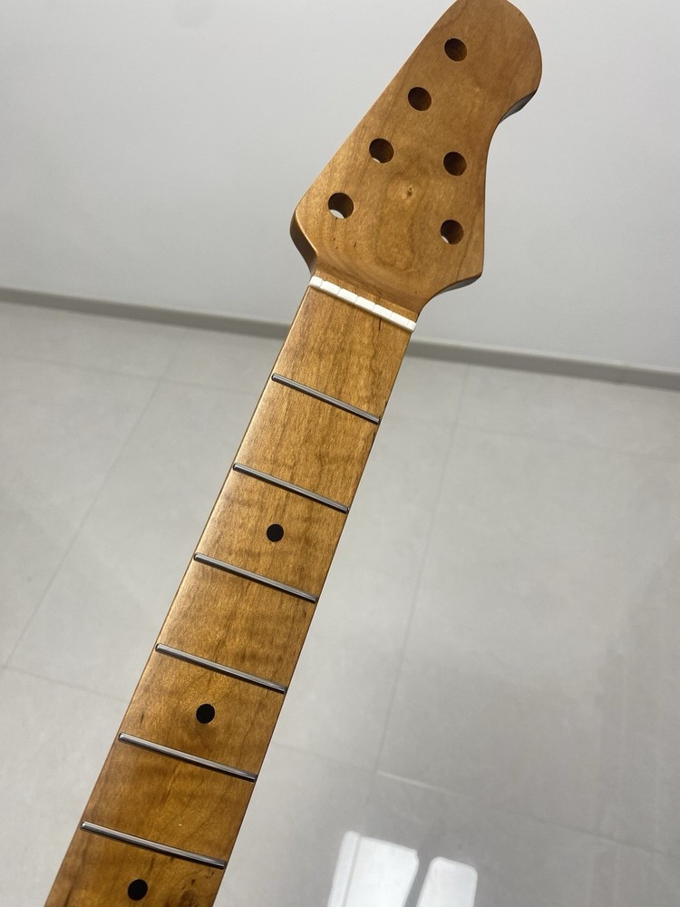 New Stainless steel 22Frets DIY Roasted Flame Maple Electric guitar Neck 25.5in