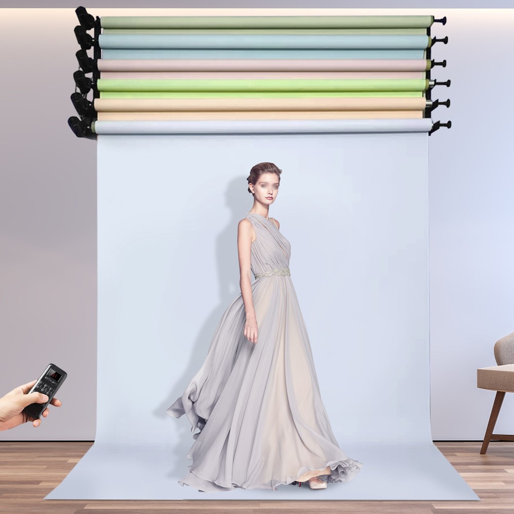 Motorized 6-Roller Backdrop Support System Wall Mount Photo Video w/ Remote