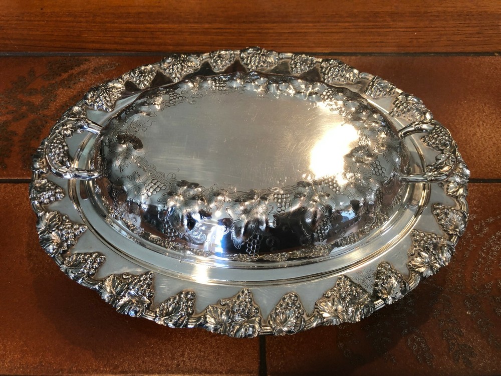 S & G Gump co Plated on Copper 5801 Covered Serving Dish, 12 1/2" x 9 3/4"
