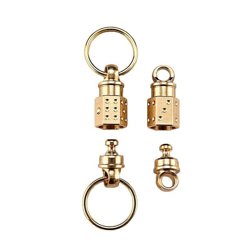 EDC Solid Brass Insert Buckle Gimbal Ring Portable Double Keychain Pendant Tool