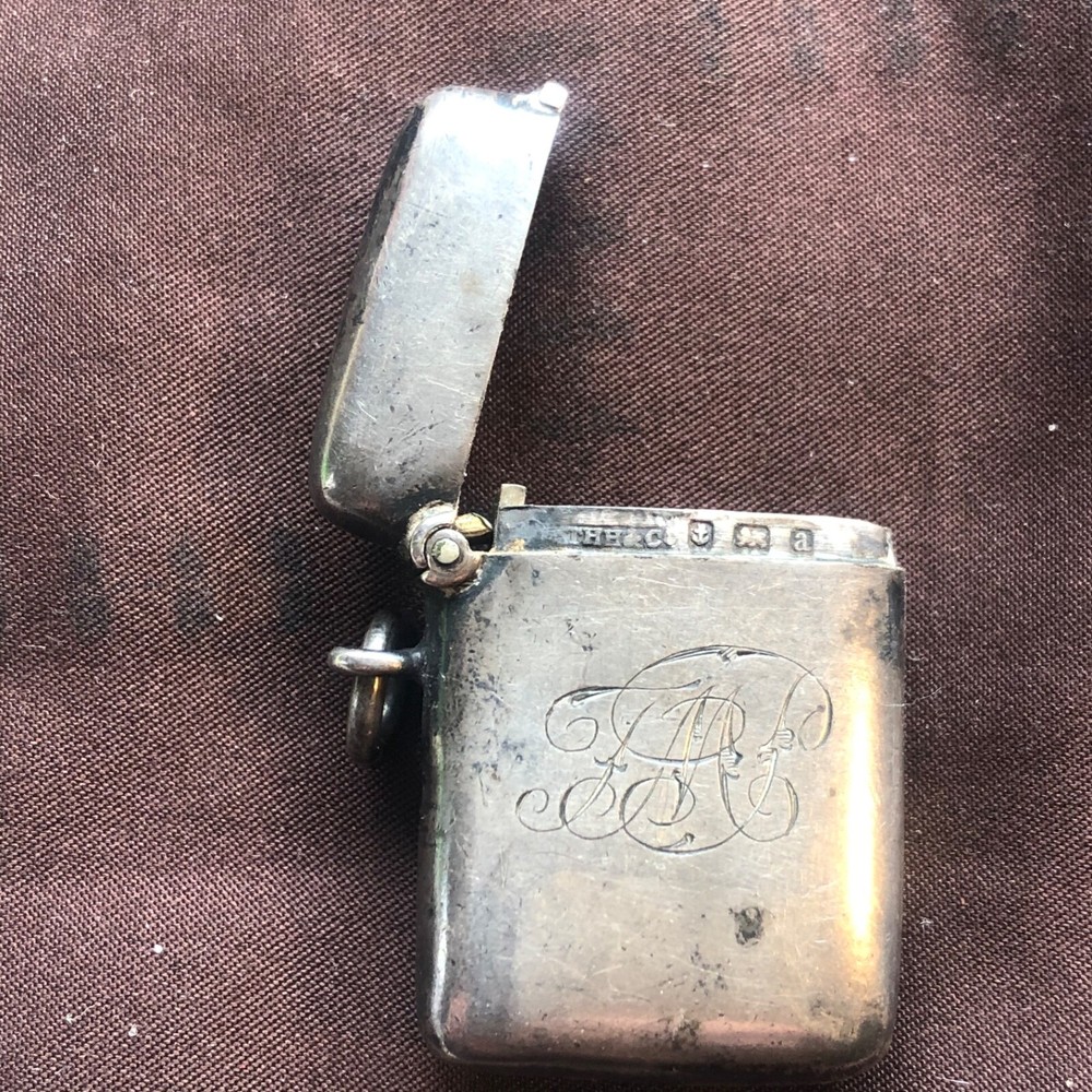 antique silver vesta, dated sept 22 1900,