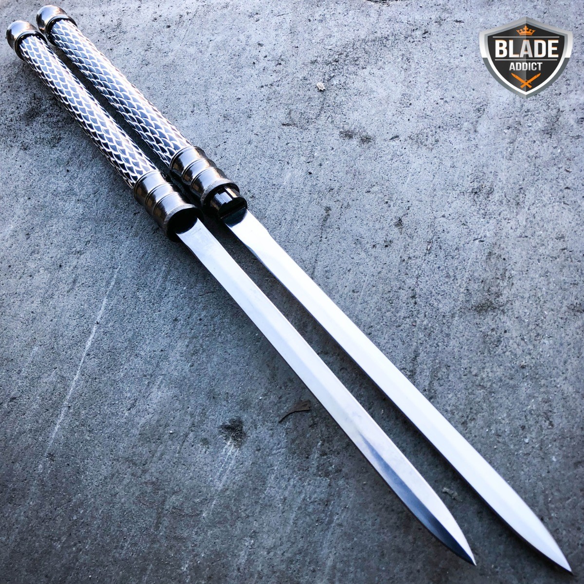 25" NINJA SAMURAI Dual Blade TWIN SWORDS Katana Japanese Combat COSPLAY Knife