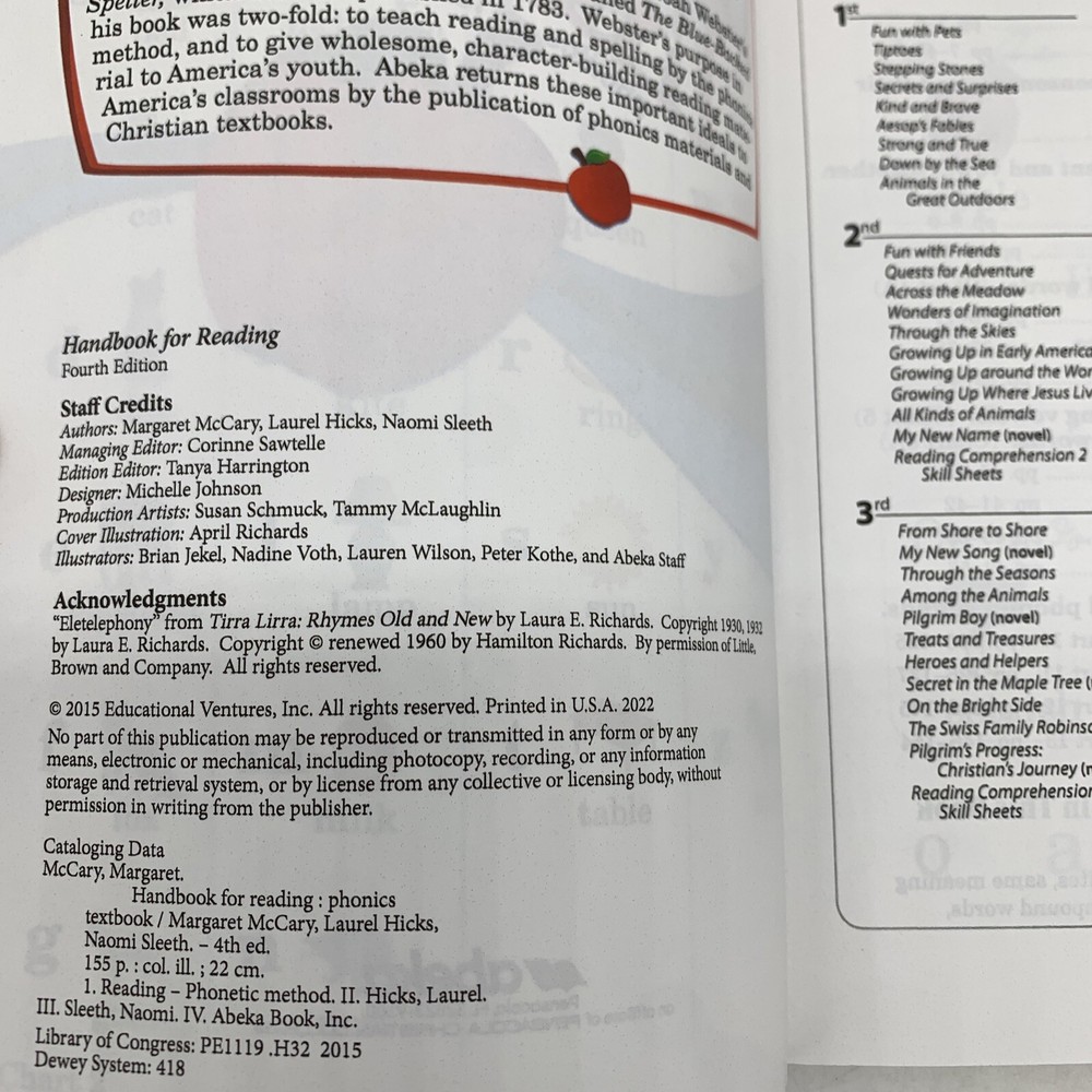 Abeka Handbook for Reading & Primary Bible Reader 1st, 2nd, & 3rd Grade