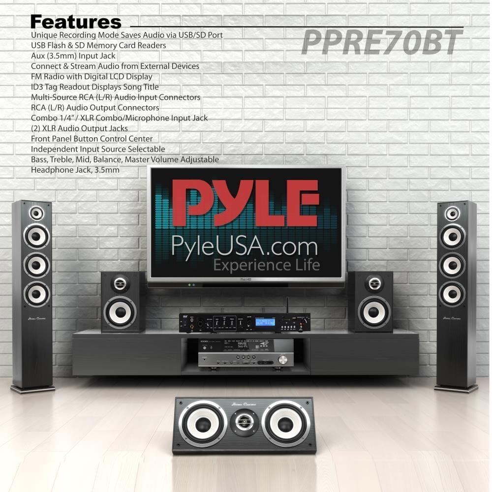 Pyle Pro Audio Bluetooth Preamplifier Receiver System-Digital Rack Mount