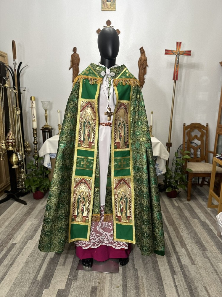 GREEN COPE VESTMENT CHASUBLE WITH STOLE
