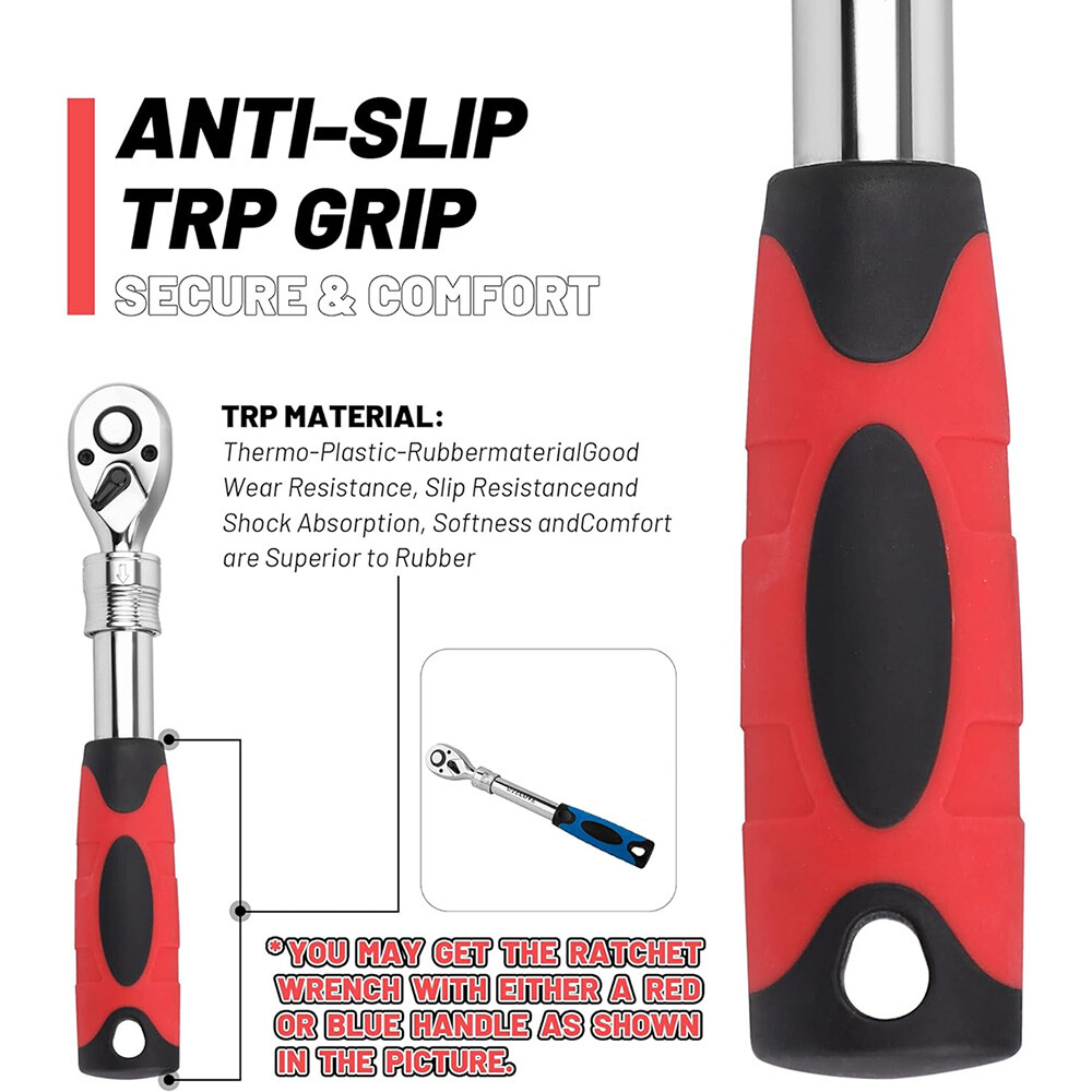 1/2" DR Drive Telescopic Extendable Long Handle Ratchet Socket Wrench 12-18"