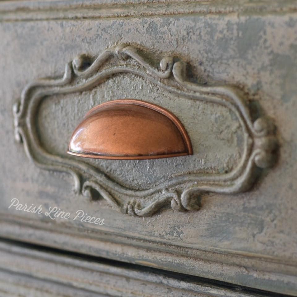 2-1/2" or 3" Dual Mount Cup Pull Antique Copper