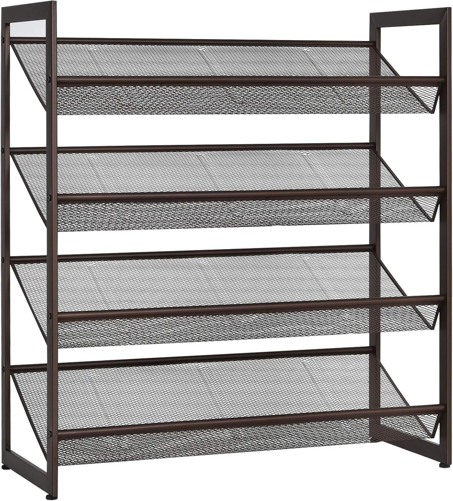 4-Tier Metal Shoe Rack Stackable Flat & Slant Adjustable Shoe Storage Stand