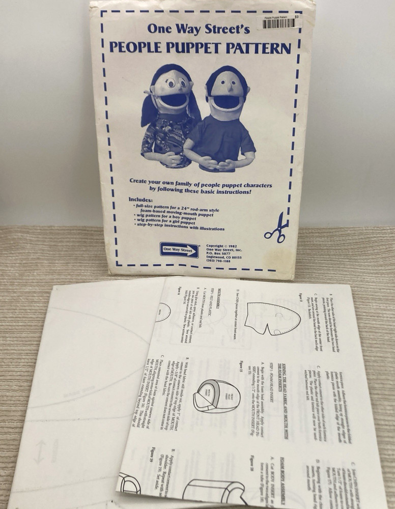 Vintage One Way Streets People Puppet Pattern And Step By Step Instructions 1982