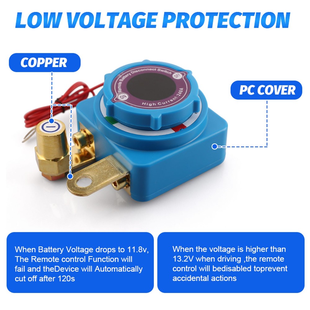 12/24V Remote Battery Disconnect Switch Car Kill Switch With LED Voltage Display