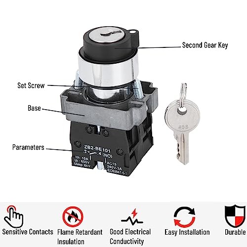 Key Lock Switch ZB2BE102 2 Positions Modular Structure Plastic Hardware