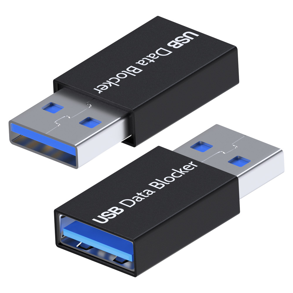 USB Data Blocker [2 Pack] Protect Against Juice Jacking - Refuse Hacking Black