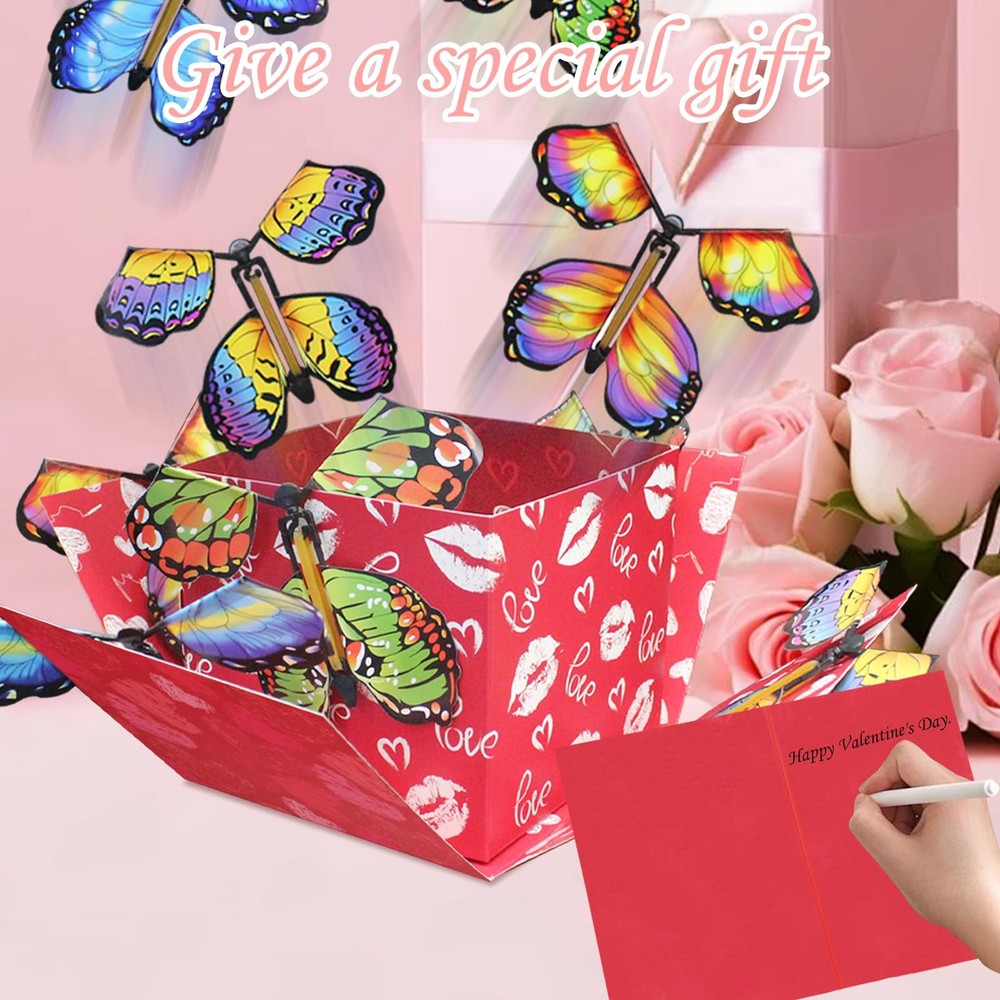 Timisea Butterfly Explosion Gift Box,Two-Layer Flying Butterfly Surprise Box ...