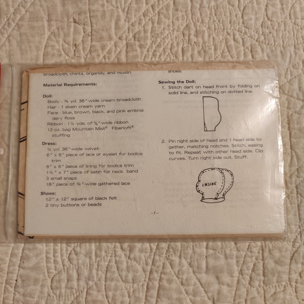 1983 Vtg "Amanda" Large 20" Stuffed Doll Sewing Pattern By That Patchwork Place