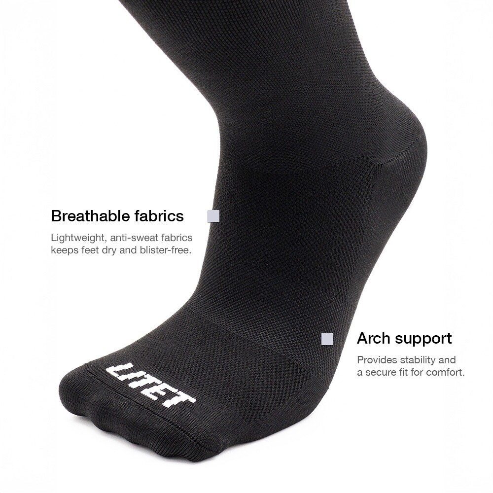 LITET - Crew Cycling Socks, Compression Fit, Anti-wrinkles