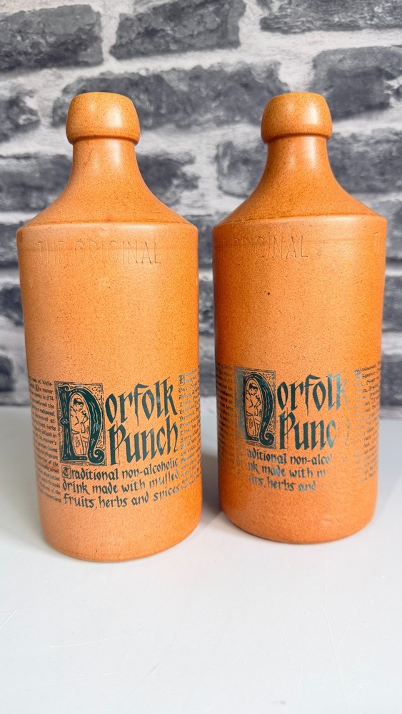 Norfolk Punch stoneware bottles x2