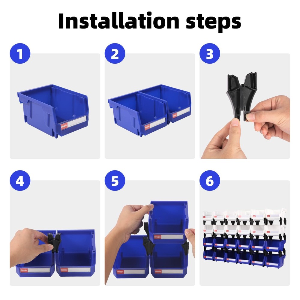 Plastic Storage Bins 24 Packs, Space-Saving Stackable Parts Bins for Garage,T...