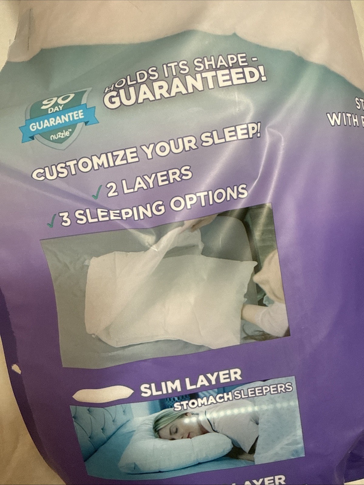 Nuzzle Standard Bed Pillow Stay Cool Customize Sleep Comfort Support New