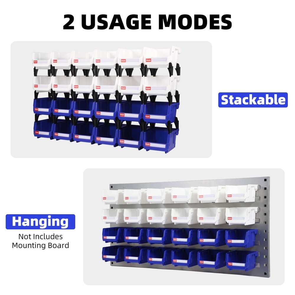 Plastic Storage Bins 24 Packs, Space-Saving Stackable Parts Bins for Garage,T...