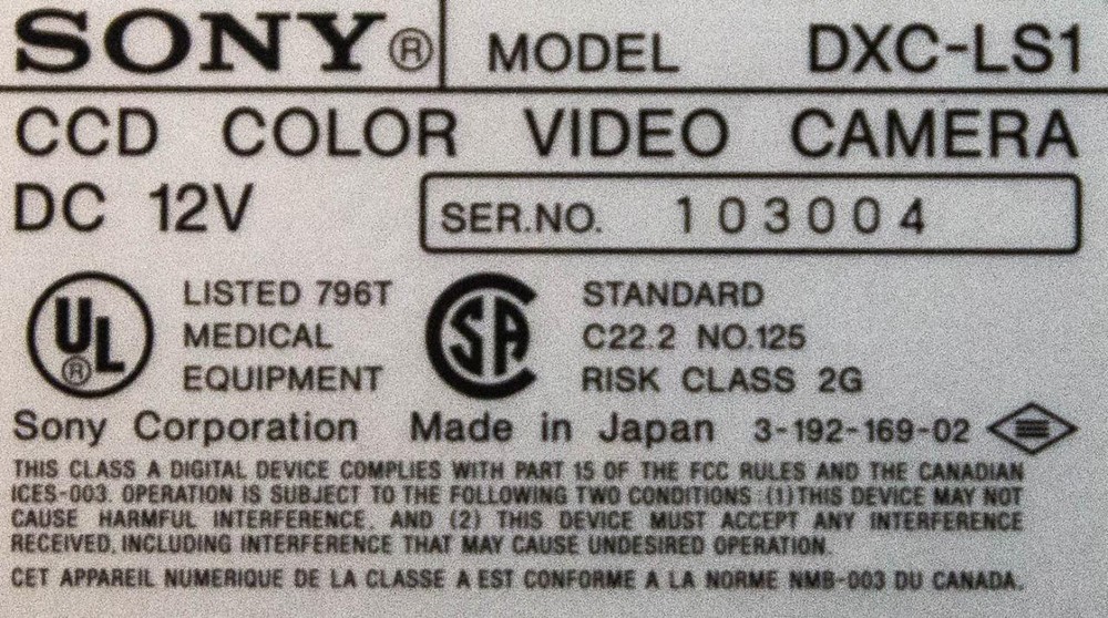 Sony Camera Control Unit DXC-LS1 and MBL-3LS Camera DC 12V (3697)