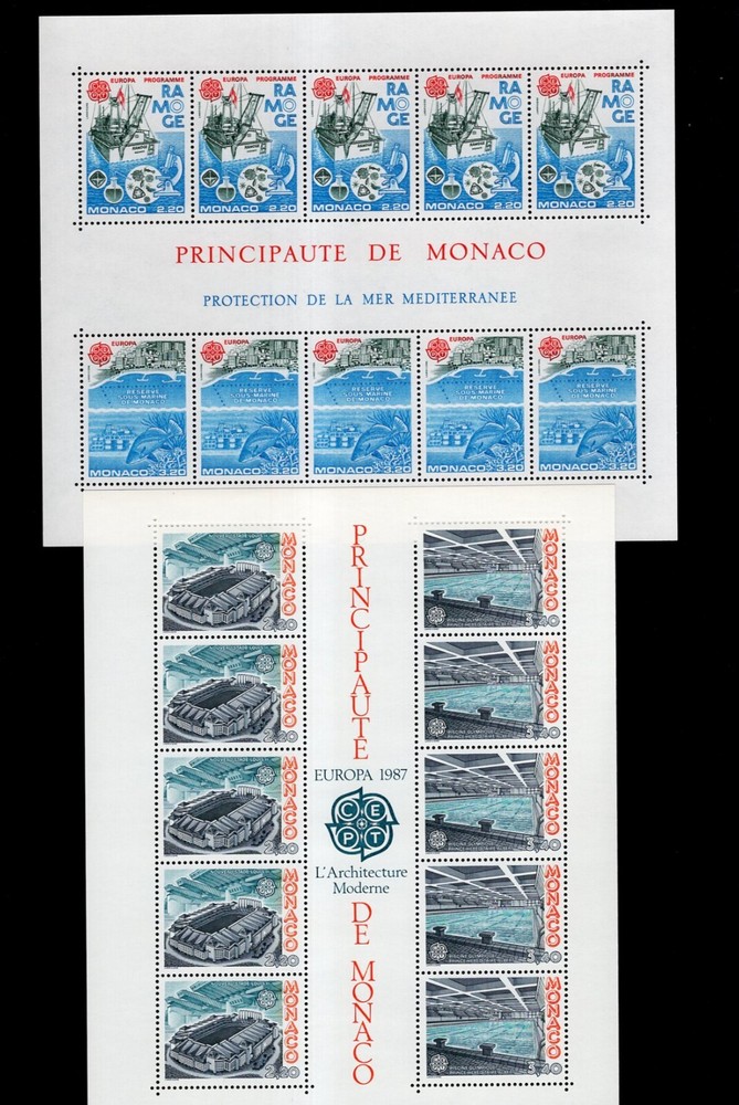 Monaco 1982-1990 Europa Complete 9 Mini-sheets MNH