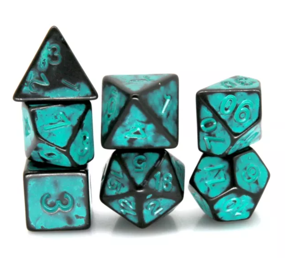 Graffiti Green 7 Dice Set - 5E DND Dungeons Dragons Pathfinder RPG d20