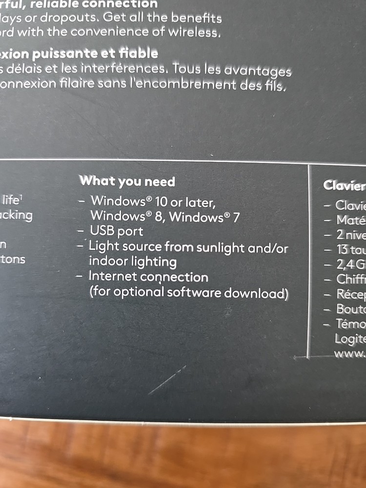LOGITECH SOLAR KEYBOARD AND MOUSE MK750 NEW OPEN BOX read