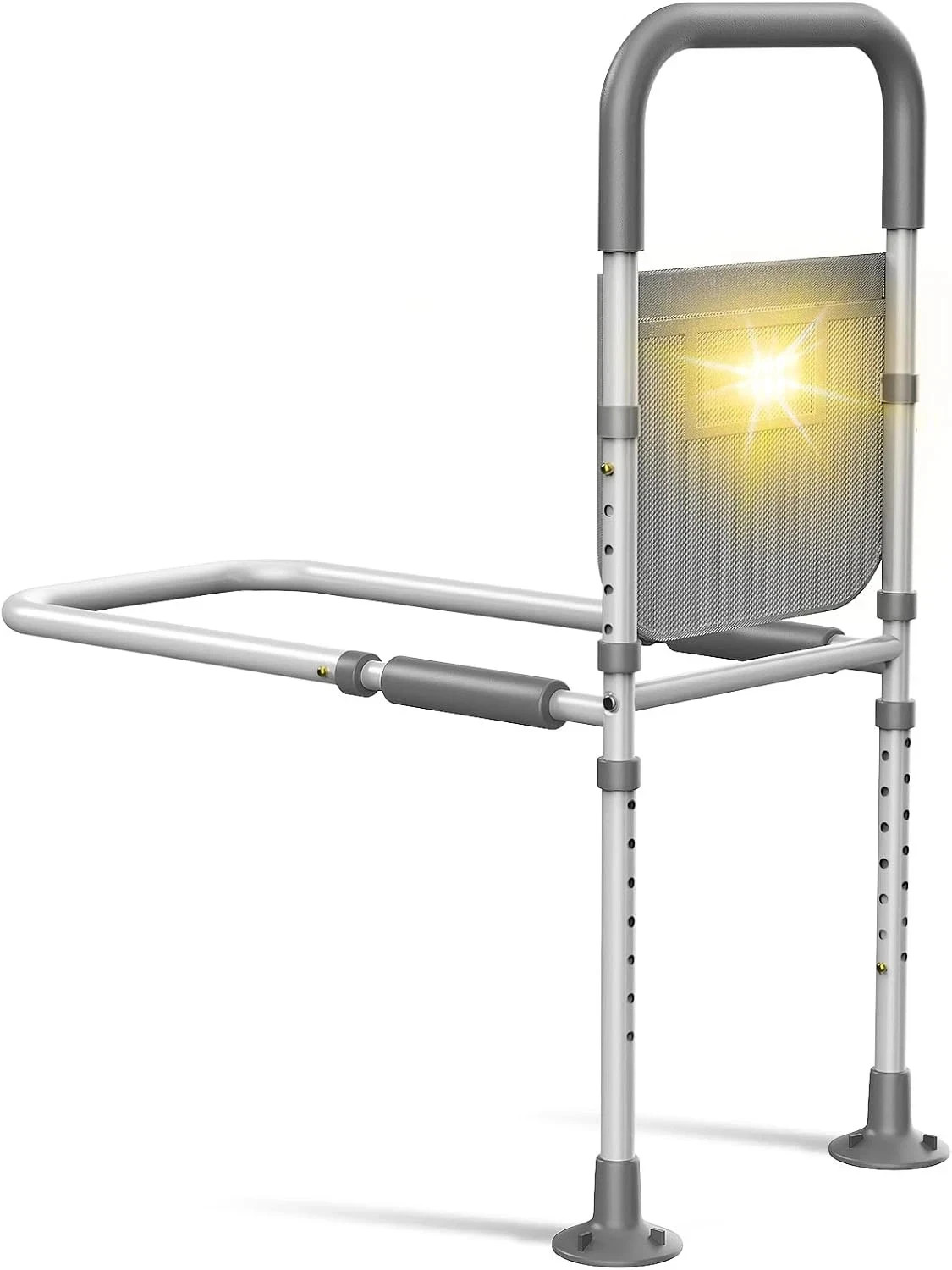 Bed Assist Bar with Storage Pocket, Height Adjustable Bed Rail for Elderly Adul