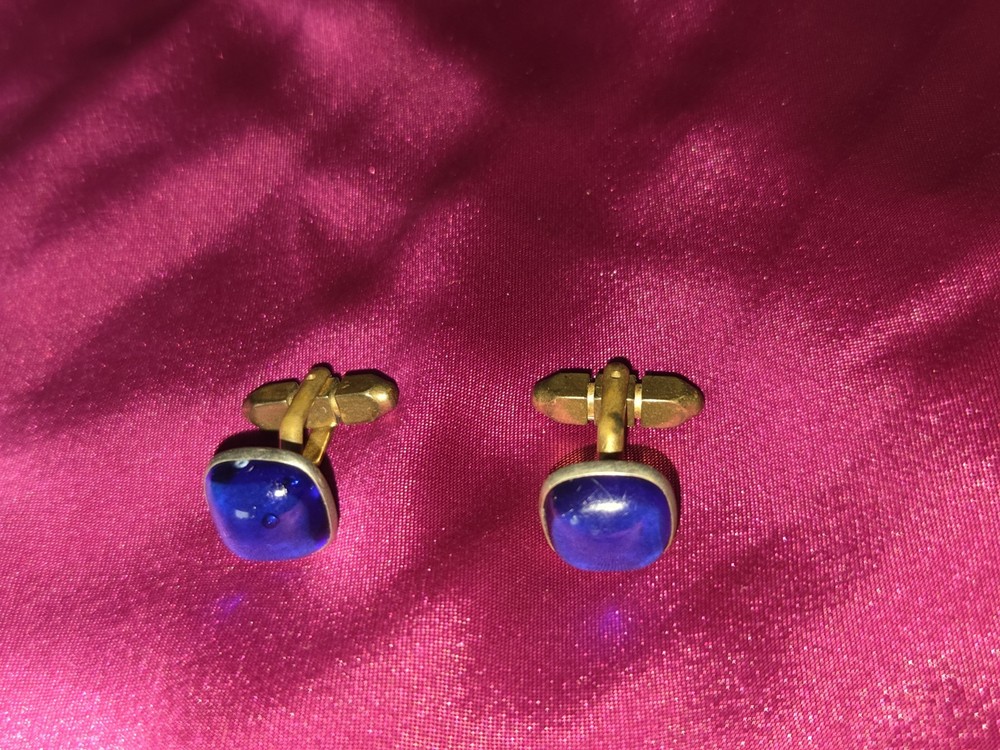 Blue Goldtone Cufflinks & Shirt Studs