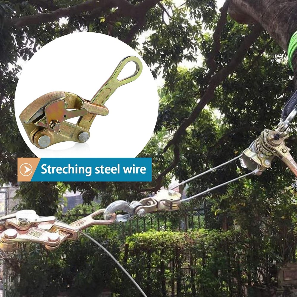 2T Wire Grip, Cable Gripper Puller, Steel Rope Jaw Pulling Tool for Zip Line, Ba