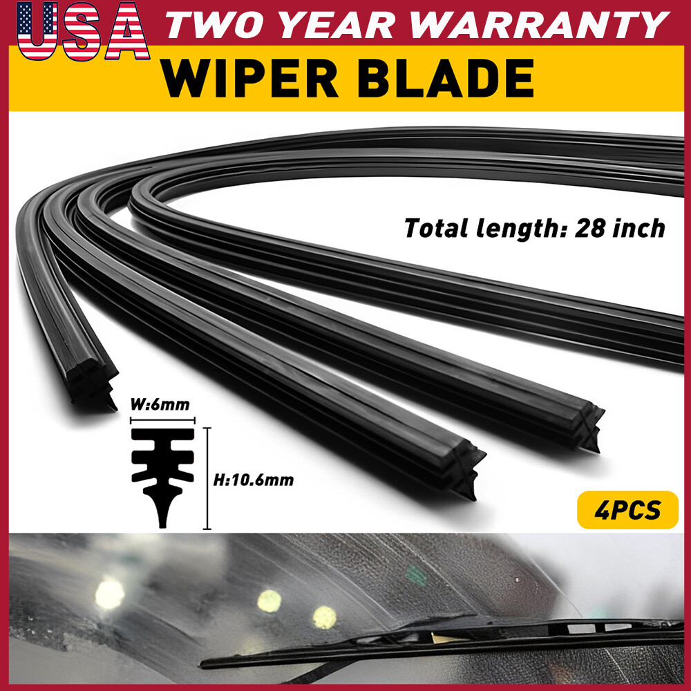 4 X Universal 28" Car Bus Silicone Frameless Windshield Wiper Blade Refills