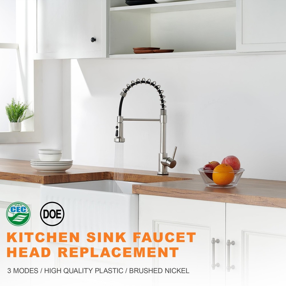 Pull Down Spray Head Replacement - for Kitchen Faucet Sprayer Head with 15 Ad...