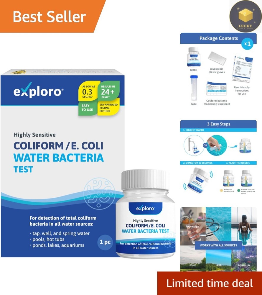 Quick 15-Minute Bacteria  Kit for E. coli & Coliform - 1 Pack with Gloves