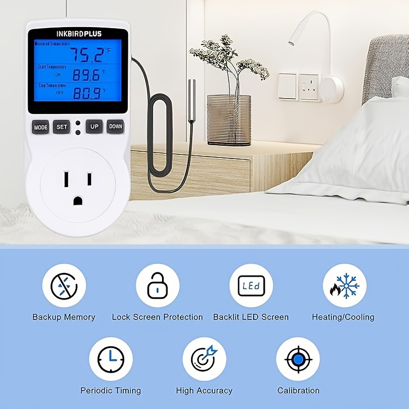 INKBIRDPLUS Temperature Control Socket with HD LCD Display and Timer