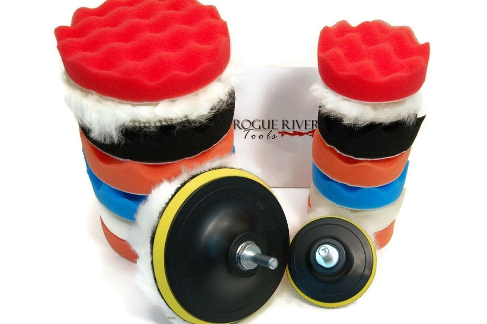 Rogue River Tools 20pc Mix 3" and 5" Buffer Set with Mandrel-Adapter for Drills