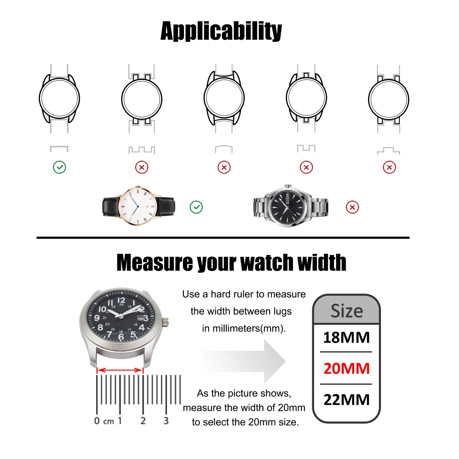 16mm 18mm 20mm Lizard Embossed Calf Genuine Leather Thin and Soft Watch Band