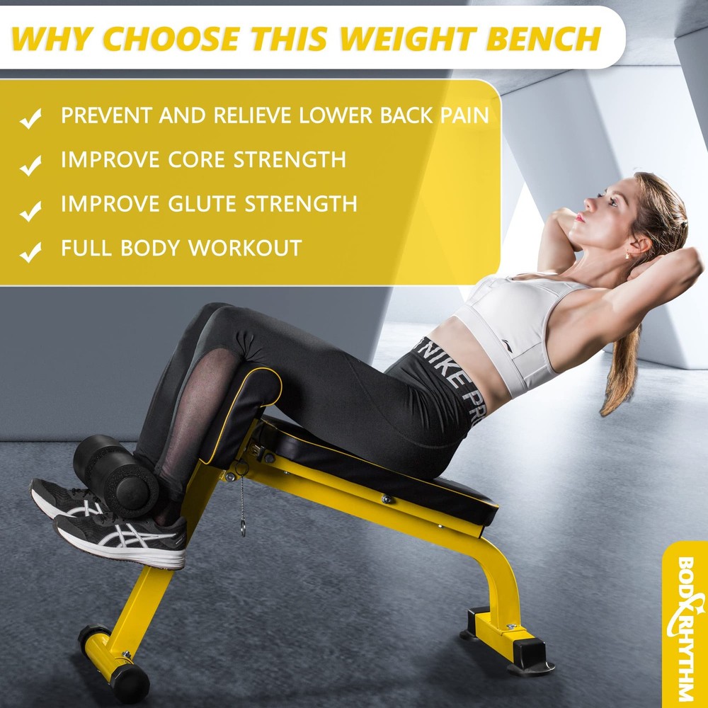 BODYRHYTHM Compact Adjustable Weighted Bench for Full Body Strength Training,...