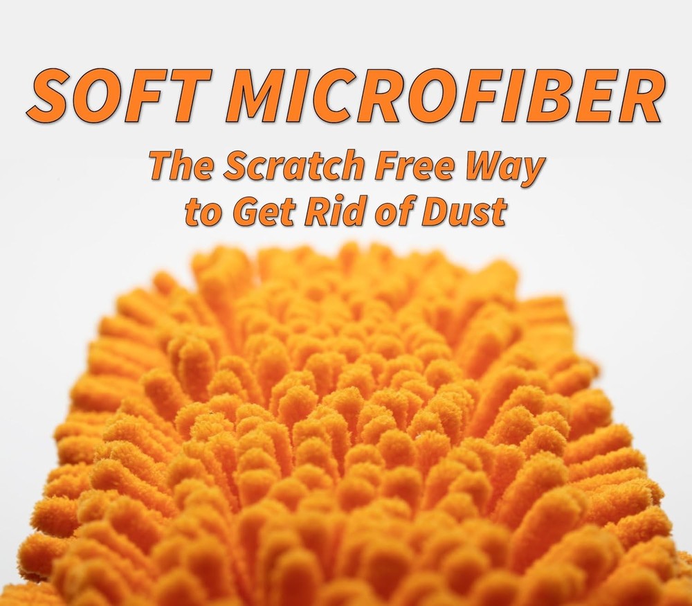 Window Squeegee and Microfiber Scrubber 2-in-1 Combo // Multi-Angle Orange