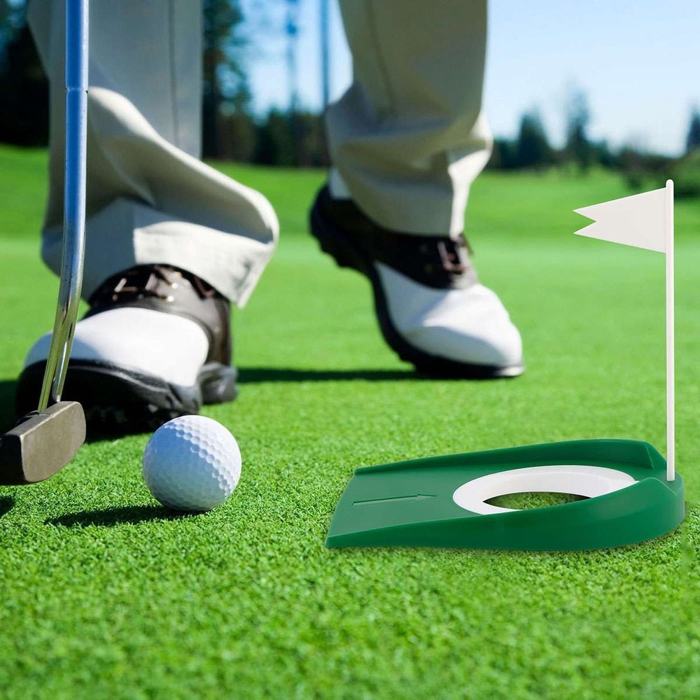 Practice Putting Cup Trainer Device for Golf Adjustable Hole & Flag Outdoor