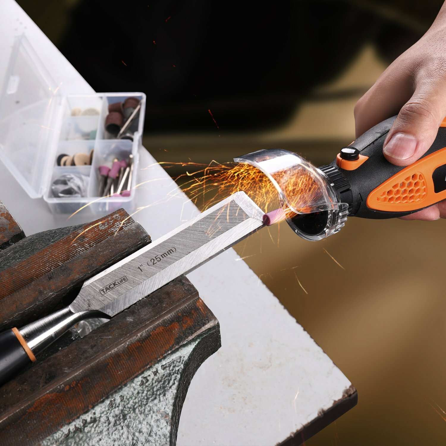 TACKLIFE Rotary Tool Kit Variable Speed with Flex shaft, 80 Accessories, 3 Attac