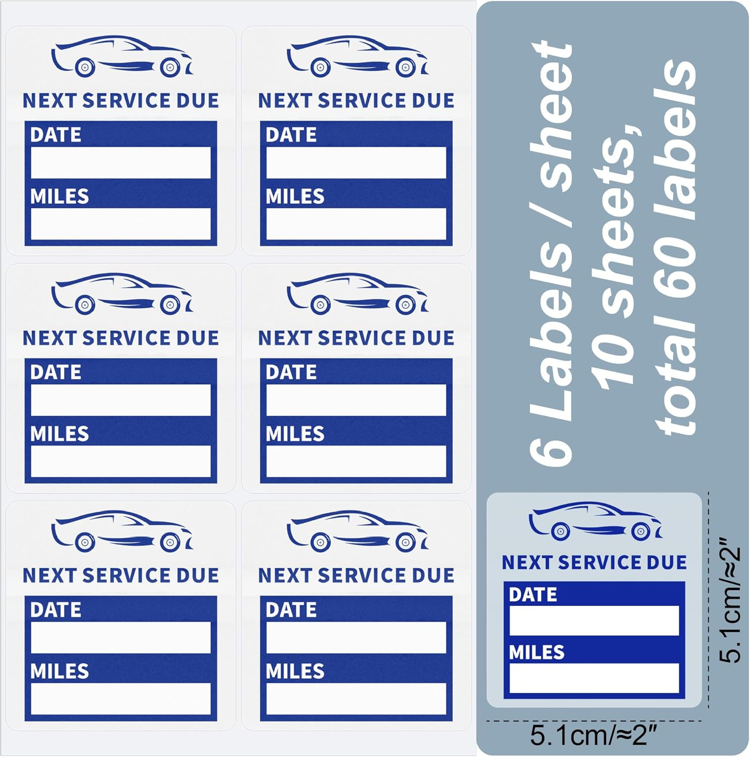 60Pcs Clear Oil Change Stickers for Windshield Service Reminder Labels 2"X2" Nex