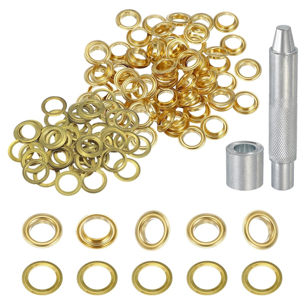 80Set Grommets Eyelets Kit 12mm Copper Eyelets with Setting Tool Gold