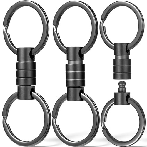 Titanium Quick Release Keychain, Small Detachable Swivel Black (3-pack)