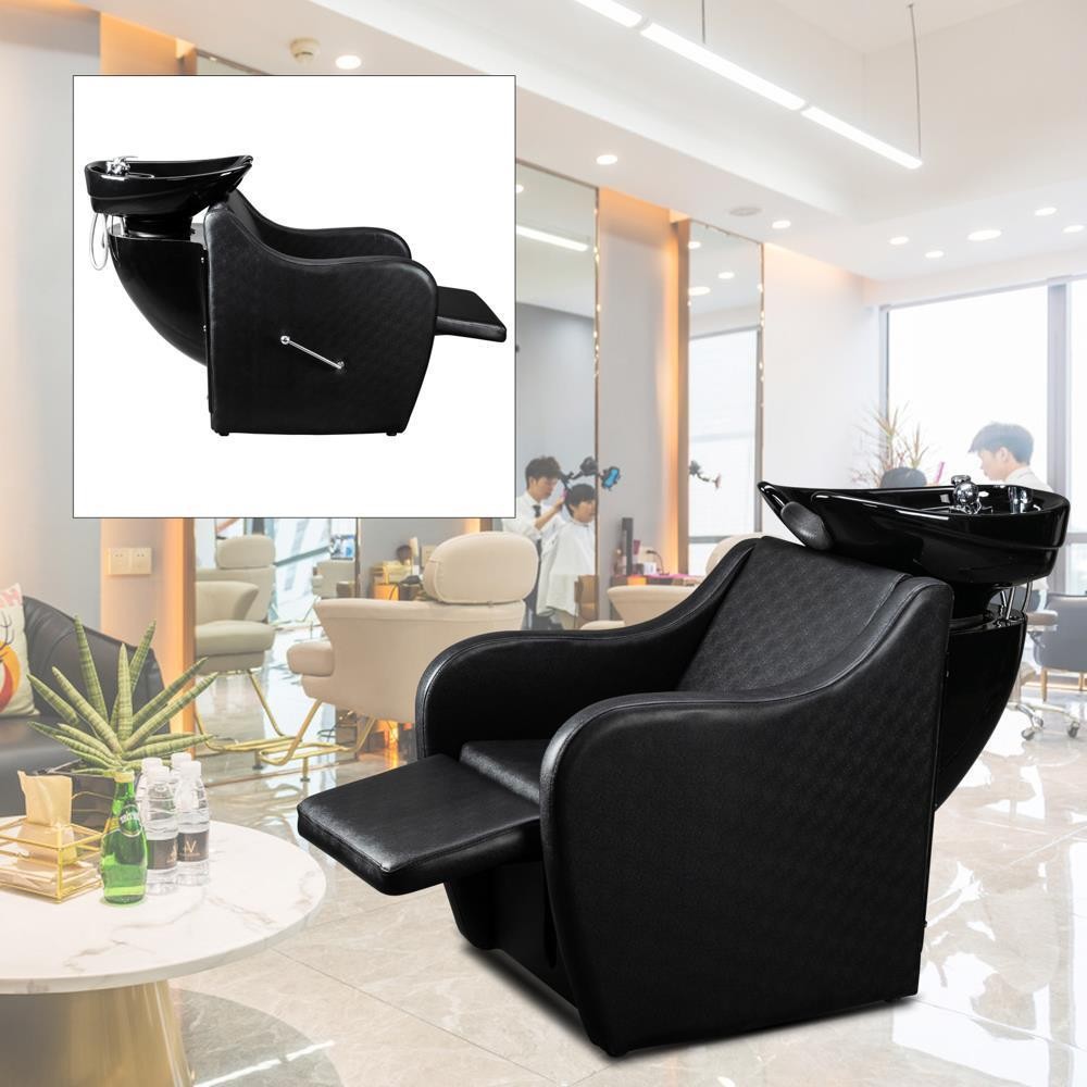 Salon,Barber Backwash Chair Unit Station, Ceramic Shampoo Bowl Washing Deep Sink